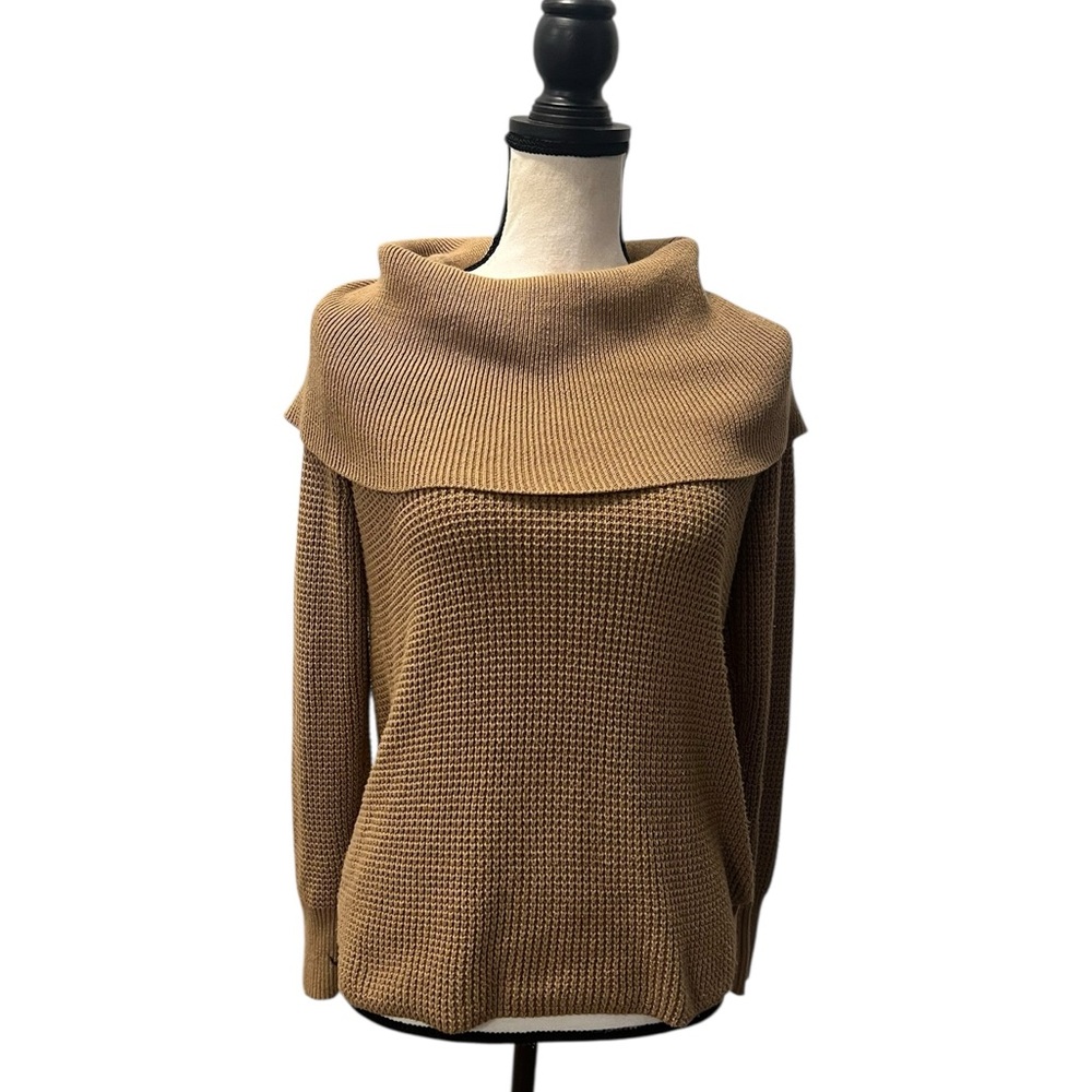 Michael Michael Kors Petite Knit Cowl Neck Sweater Tan Camel Size P